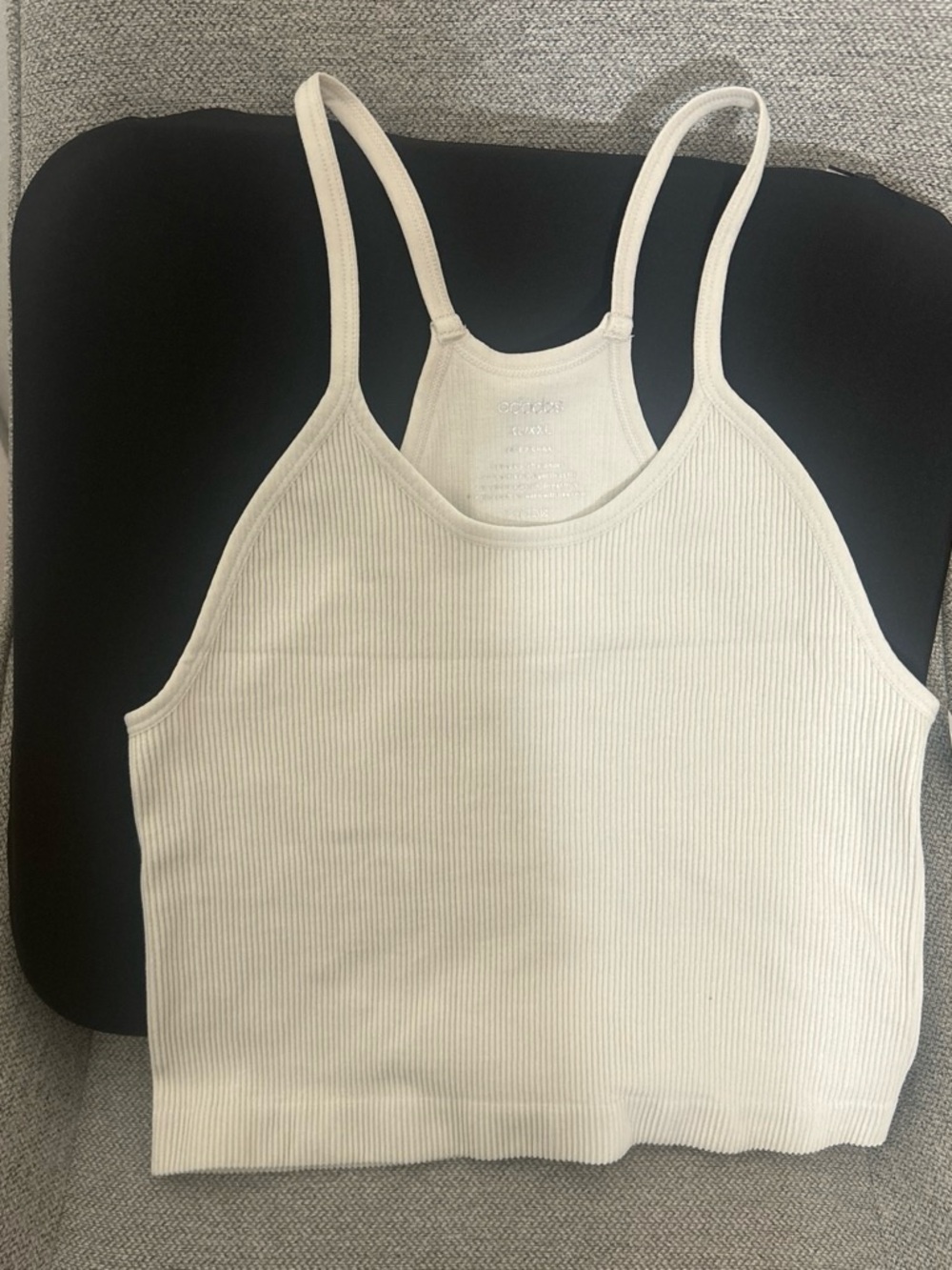 Premium Cream Ribbed Cropped Camisole with Thin Straps